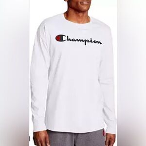 CHAMPION Men's Script-Logo Long Sleeve Tshirt Size Large